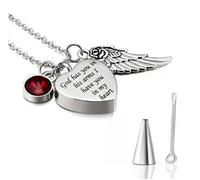 MKJFRLLSA God has You in his arms with Angel Wing Charm Cremation Ashes Jewelry Keepsake Memorial Urn Necklace with Birthstone Crystal