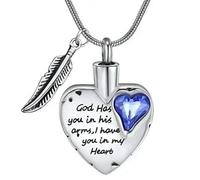 MKJFRLLSA Has You in His Arms Cremation Jewelry with Wing Stainless Steel Heart Urn Necklace for Ashes Cremation Jewelry