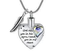 MKJFRLLSA Has You in His Arms Cremation Jewelry with Wing Stainless Steel Heart Urn Necklace for Ashes Cremation Jewelry