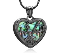 MKJFRLLSA Heart Guitar Cremation Pendant Necklace for Ashes Music Guitar Pick Cremation Keepsake Memorial Urn Necklace