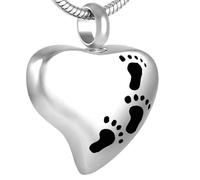 MKJFRLLSA Heart Keepsake Cremation Jewelry for Ashes Stainless Steel Footprint Urn Necklace for Human Memorial Pendant Gift