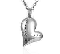 MKJFRLLSA Heart-Shaped Cremation Urn Necklace for Human Ashes Memorial, Stainless Steel Keepsake Jewelry with Engraving