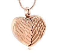 MKJFRLLSA Heart Urn Necklace for Ashes Angel Wing Cremation Jewelry Memorial Human Pet Ashes Pendant Keepsake Necklace for Women Men