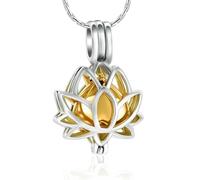MKJFRLLSA Hollowed Out Lotus Flower Cremation Jewelry Urn Necklaces For Ashes Keepsake Pendant Funeral Memorial Gift