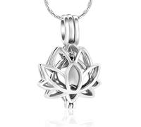 MKJFRLLSA Hollowed Out Lotus Flower Cremation Jewelry Urn Necklaces For Ashes Keepsake Pendant Funeral Memorial Gift