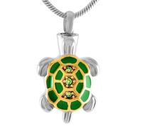MKJFRLLSA Little Turtle Crystal Cremation Jewelry for Ashes Pendant Stainless Steel Holder Urn Pet Memorial Keepsake Necklace