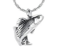 MKJFRLLSA Memorials Fish Funeral Urn Pendant Stainless Steel Cremation Jewelry For Ashes