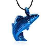 MKJFRLLSA Memorials Fish Funeral Urn Pendant Stainless Steel Cremation Jewelry For Ashes