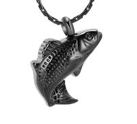 MKJFRLLSA Memorials Fish Funeral Urn Pendant Stainless Steel Cremation Jewelry For Ashes