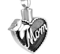MKJFRLLSA Mom in my Heart Cremation Urn Necklace Memorial Jewelry for Ashes Holder Keepsake Stainless steel Urns Locket pendant