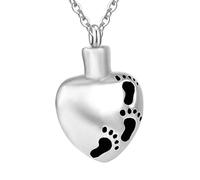 MKJFRLLSA Mommy/Daddy of an Angel Memorial Jewelry Stainless Steel Heart-Shaped Footprints Urn Necklace Ash Keepsake Pendant
