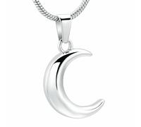 MKJFRLLSA Moon Necklace Memorial Urns for Ashes Stainless Steel Cremation Keepsake Jewelry Pendant for Women/Girls