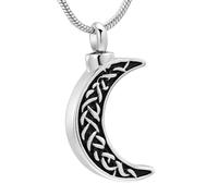 MKJFRLLSA Moon Shape Charm Cremation Urn Pendant Ashes Memorial Necklaces for Women Stainless Steel Keppsake Jewelry
