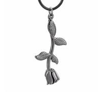 MKJFRLLSA multicolor Rose Flower with leaf Necklace Cremation Jewelry for Ashes Keepsake Jewellery eternity memory pendant