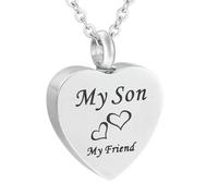 MKJFRLLSA My Son My Friend -Engravable Cremation Urn Pendant Necklace Stainless Steel cremation jewelry lockets to hold ashes