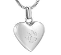 MKJFRLLSA Paw in My Heart Cremation Jewelry for Ashes Stainless Steel Urn Necklace Ashes Holder Memorial Jewelry for Women Men