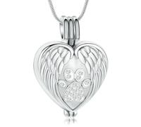 MKJFRLLSA Pet Paw Cremation Urn Necklace Heart Urns Pendant For Dog Cat Ashes Holder Memorial Stainless Steel Keepsake Jewelry