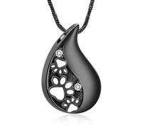 MKJFRLLSA Pet Paw Teardrop Urn Necklace for Dog Cat Ashes Cremation Jewelry Ashes Memory Keepsake Stainless Steel Jewelry