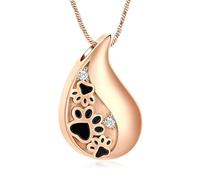 MKJFRLLSA Pet Paw Teardrop Urn Necklace for Dog Cat Ashes Cremation Jewelry Ashes Memory Keepsake Stainless Steel Jewelry