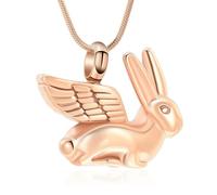 MKJFRLLSA Rabbit Wings Shape Cremation Jewelry for Ashes Pendant Urn Necklace Keepsake Urn Memorial Ash Jewelry for Women Men