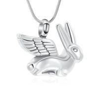 MKJFRLLSA Rabbit Wings Shape Cremation Jewelry for Ashes Pendant Urn Necklace Keepsake Urn Memorial Ash Jewelry for Women Men