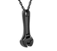 MKJFRLLSA Stainless Steel Black Wrench Cremation Souvenir Pendant for Ashes Urn Keepsake Memorial Necklace Jewelry