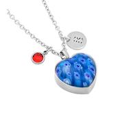MKJFRLLSA Stainless Steel Cremation Blue Glass Heart Cremation Urn Necklace Keepsake Memorial For Ashes Urn Jewelry