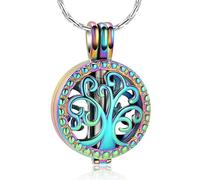 MKJFRLLSA Stainless Steel Cremation Urn Necklaces For Ashes The Tree in the Circular of Life Keepsake Pendant Funeral