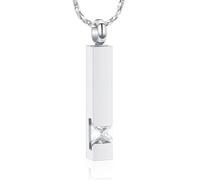 MKJFRLLSA Stainless Steel Cube Memorial Crystal Cremation Bar Urn Jewelry Ashes Holder Necklace Pendant Keepsake Birthstone Series