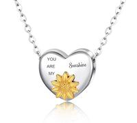 MKJFRLLSA Stainless Steel Heart Ashes Necklace Urn Necklace with Sunflower You Are My Sunshine Cremation Necklace for Ashes Jewe