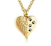 MKJFRLLSA Stainless Steel Pet Paw Memorial Necklace Ashes Jewelry Keepsake Pendant Your Wings Were Ready My Heart Was Not