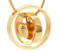 MKJFRLLSA Stainless Steel Two Circle Around Blank Heart Cremation Jewelry in Pendant Memorial Necklace Ashes Holder Urn Keepsake Jewellery