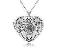 MKJFRLLSA Sunflower Heart Shaped Locket Urn Necklace for Ashes, Forever in My Heart Cremation Jewelry for Ashes Necklace Jewelry