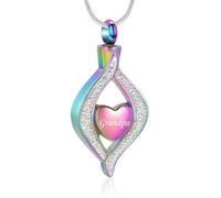 MKJFRLLSA The Eye of Heart Cremation Jewelry Urn Necklace for Ashes of Loved Ones Engraved Dad Mom Grandma Keepsake Necklace for Women