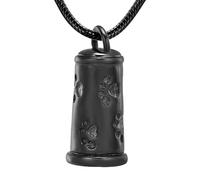 MKJFRLLSA Tower Shape Stainless Steel Memorial Urn Jewelry -Dog Paw Print Funeral Casket Cremation Pendant For Pet