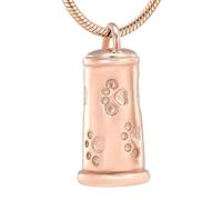 MKJFRLLSA Tower Shape Stainless Steel Memorial Urn Jewelry -Dog Paw Print Funeral Casket Cremation Pendant For Pet