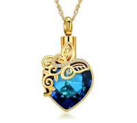 MKJFRLLSA Urn Necklace for Ashes Butterfly Cremation Jewelry Keepsake Crystal Pendant Pet Ashes Memorial Gifts for Women Men