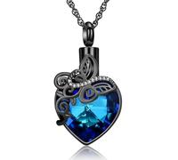 MKJFRLLSA Urn Necklace for Ashes Butterfly Cremation Jewelry Keepsake Crystal Pendant Pet Ashes Memorial Gifts for Women Men
