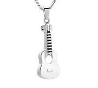 MKJFRLLSA Urn Necklace for Ashes Guitar Cremation Jewelry Stainless Steel Ashes Pendant for Women Men Keepsake Memorial Ashes Necklace