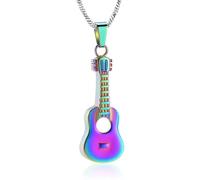 MKJFRLLSA Urn Necklace for Ashes Guitar Cremation Jewelry Stainless Steel Ashes Pendant for Women Men Keepsake Memorial Ashes Necklace