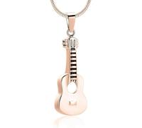 MKJFRLLSA Urn Necklace for Ashes Guitar Cremation Jewelry Stainless Steel Ashes Pendant for Women Men Keepsake Memorial Ashes Necklace