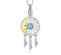 MKJFRLLSA Urn Necklace for Ashes Moon Cremation Jewelry Stainless Steel Keepsake Memorial Ash Pendant Jewelry for Women Men