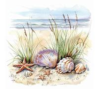 MKJFRLLSA Watercolor Seashells 2 Self-Adhesive Toilet Stickers,Wall Decal Removable, Reusable Vinyl Car Sticker for Bathroom Decor