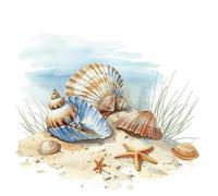 MKJFRLLSA Watercolor Seashells 2 Self-Adhesive Toilet Stickers,Wall Decal Removable, Reusable Vinyl Car Sticker for Bathroom Decor