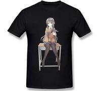 MKJHYVBFDXZ Rascal Does Not Dream of Bunny Girl Senpai Men's Comfortable Short Sleeve Shirts Crew Neck Personality Fashion T-Shirt Black(X-Large)