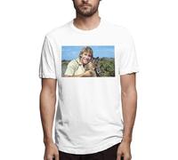 MKJHYVBFDXZ Steve Irwin Men's Comfortable Short Sleeve Shirts Crew Neck Personality Fashion T-Shirt Black(Medium)