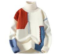 Mkjuuior Winter Knit Turtleneck Sweater Men Knitted Pullovers Mens Casual Sweaters Orange