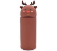 MKKZLPN Elch Federmäppchen, Tierisches mäppchen, 2-in-1 Weiche Silikontasche, Cartoon Federmäppchen, Stand Up Federmäppchen, Stifte Mäppchen, Stifthalter Bleistifttasche Mädchen Junge(Braun) (Braun)