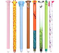MKKZLPN Erasable Pens with Thermosensitive Erase Ink,Cute Cartoon Animal Stationary, Tip Diameter 0.7 mm for Kid Adults Sketching,School Office Supplies
