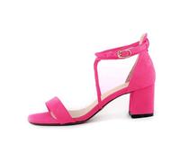 MKLHAVB 5cm Low Heels Velvet Stripe Ankle Strap Sandals Office Pumps Thick High Heels Red Wedding Shoes(Rose,39)